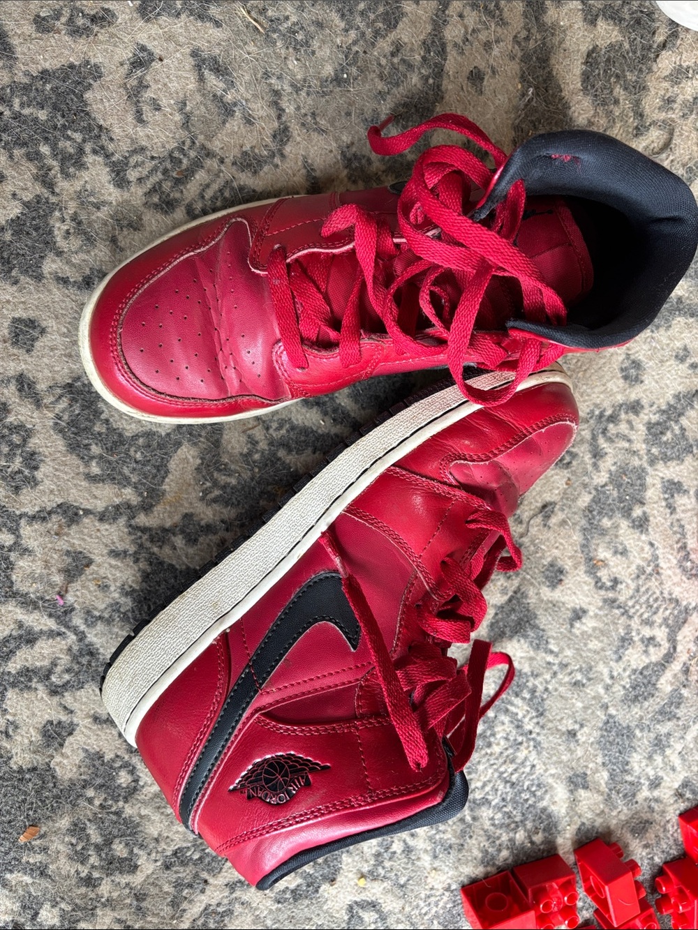 Jordan Kids Red and Black High-Top Sneakers